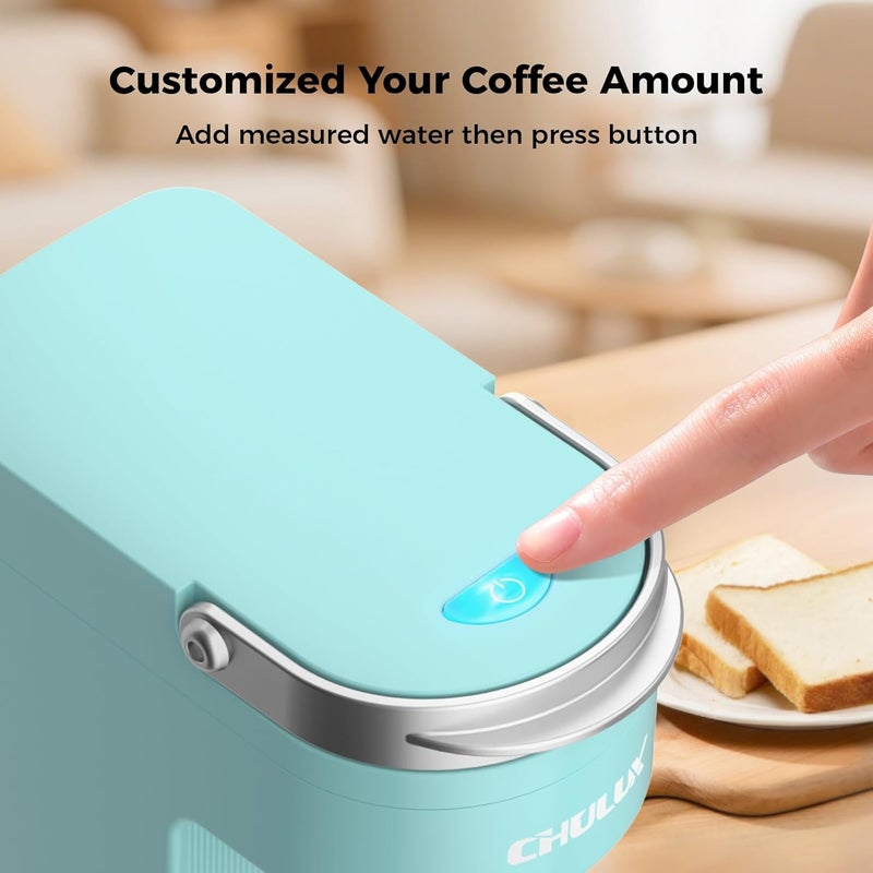 CHULUX Slim Single Serve Coffee Maker, Lightweight K-pod Coffee Machine for Travel & Home, Cyan - Image 4